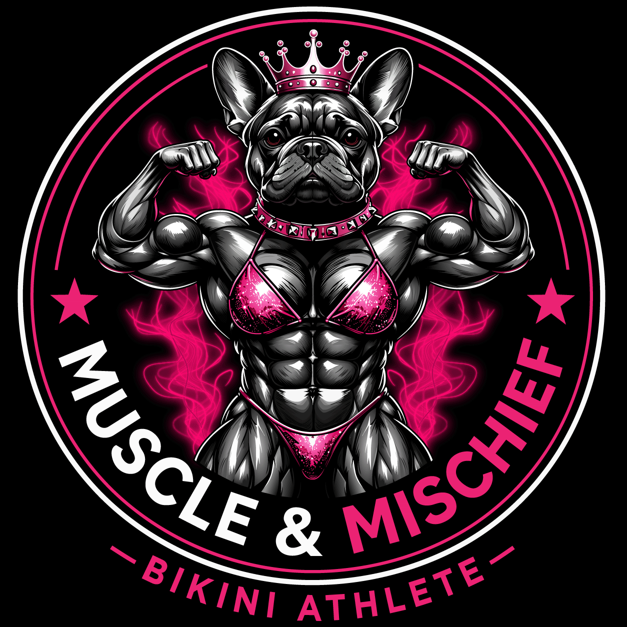 Muscle and Mischief finished sharp artwork